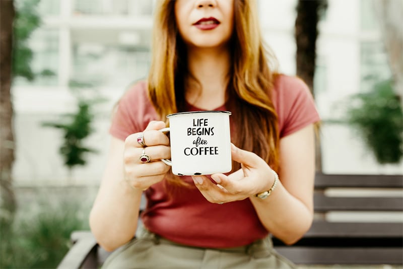 woman drinking coffee