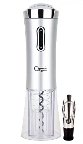 Ozeri Nouveaux II Electric Wine Opener with Foil Cutter, Wine Pourer and Stopper