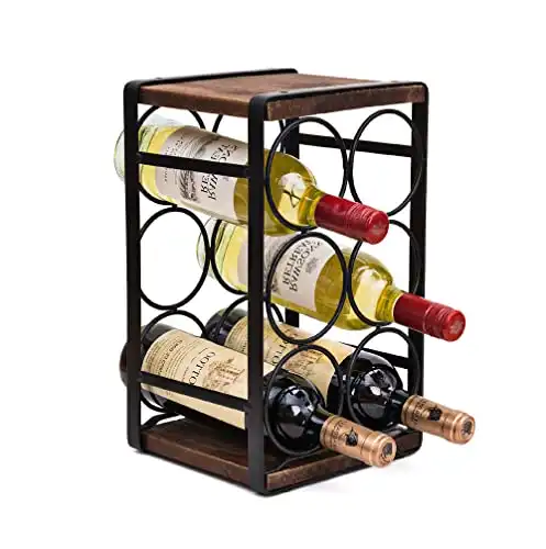 Soduku Rustic Wood Countertop Wine Rack (6 Bottles)