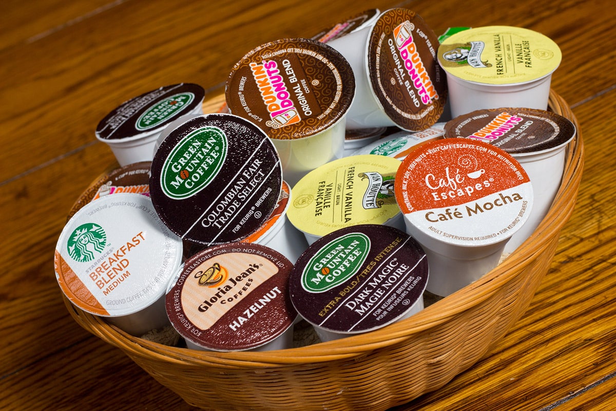 basket of k-cup coffee pods