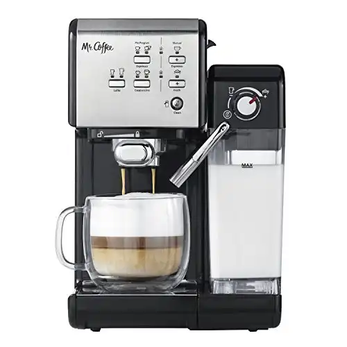 Mr. Coffee Espresso and Cappuccino Machine, Programmable Coffee Maker with Automatic Milk Frother and 19-Bar Pump, Stainless Steel